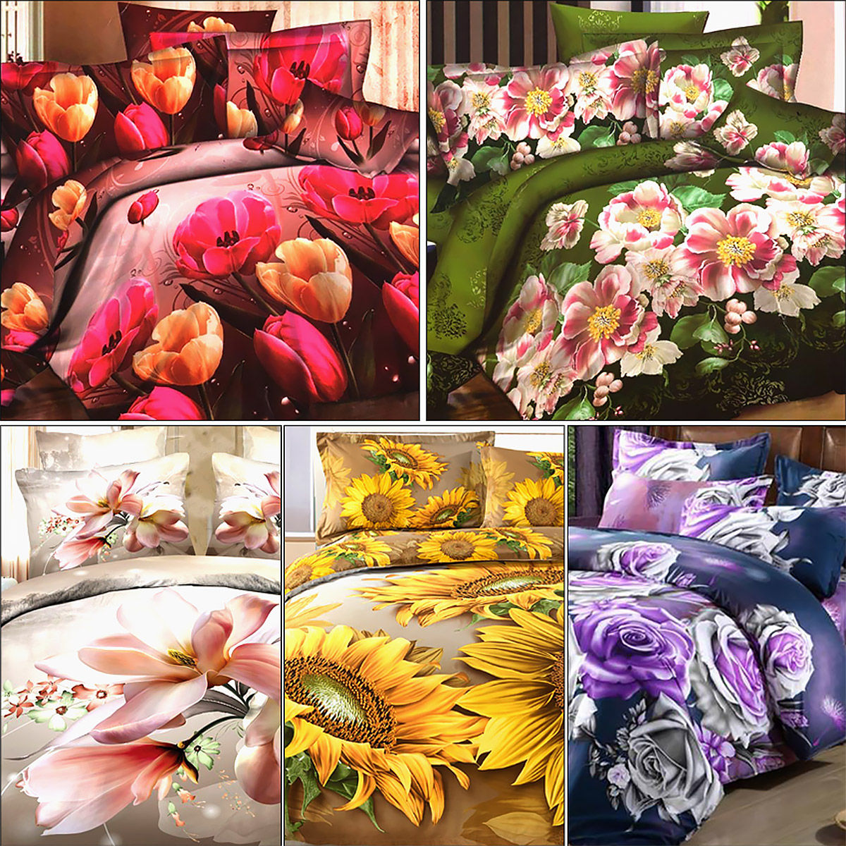 3D BEDSHEET SET (FLORAL PRINT & ANIMAL PRINT)